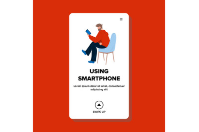 Man Using Smartphone Electronic Gadget Vector