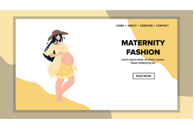 Maternity Fashion Of Pregnant Young Woman Vector