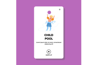 Child Pool Playing Little Boy With Ball Vector