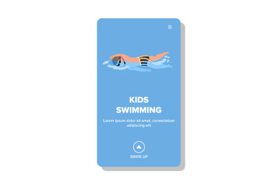 Kids Swimming And Exercising In Waterpool Vector