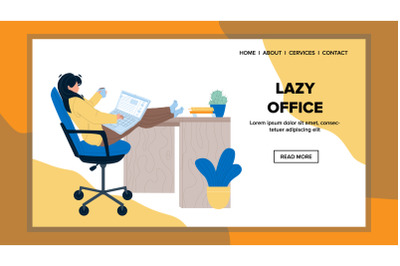 Lazy Office Employee Working On Laptop Vector