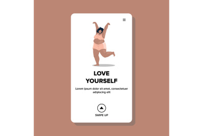 Love Yourself Girl Dancing In Underwear Vector