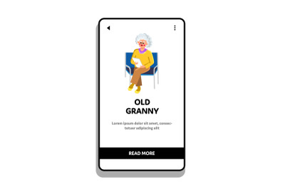 Old Granny Sitting On Chair With Documents Vector