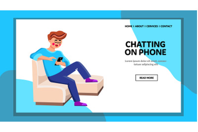 Man Chatting On Phone Messenger Application Vector