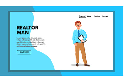 Realtor Man Real Estate Agency Employee Vector