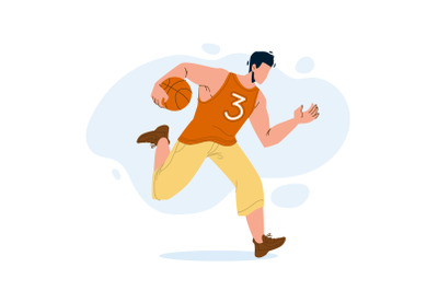 Basketball Player Man Running With Ball Vector