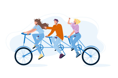 Collective Boy And Girls Riding Tandem Vector