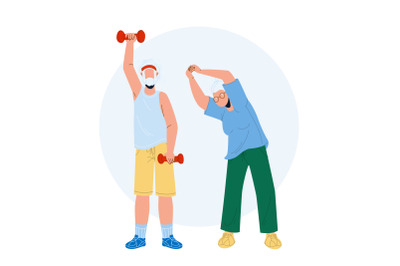 Elderly Fitness Exercising Senior Couple Vector