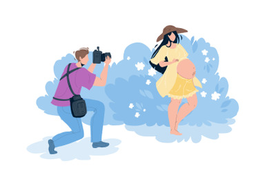 Pregnant Woman Making Photo Photographer Vector