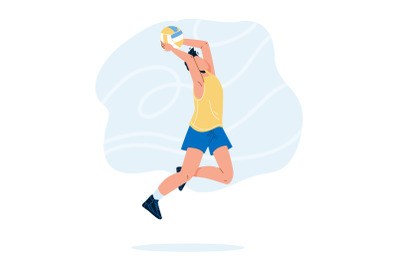 Volleyball Player Jump And Throwing Ball Vector