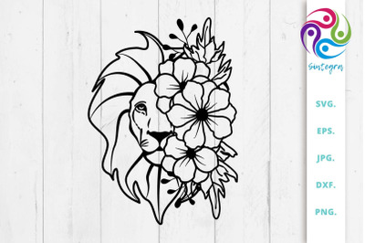 Floral Lion Svg File