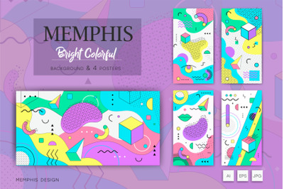 Memphis background. Bright colorful.