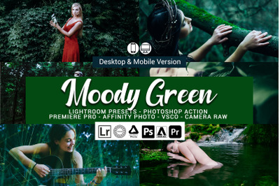 20 Moody Green Presets,Photoshop actions,LUTS,VSCO