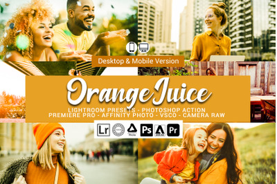 20 Orange Juice Presets,Photoshop actions,LUTS,VSCO