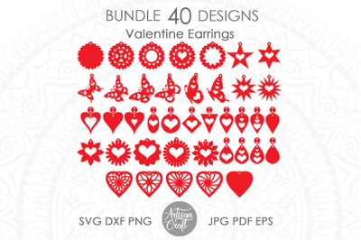 Valentines earrings, SVG cut file, heart earrings SVG