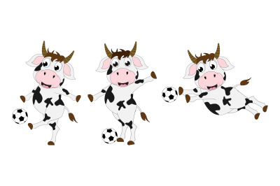 cute cow play soccer