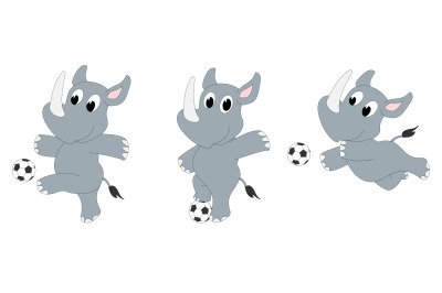 cute rhino play soccer