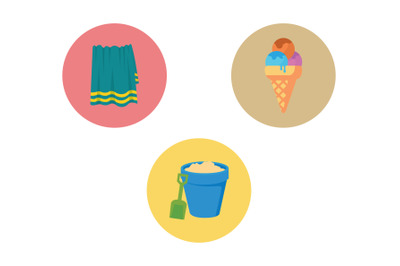 Beach Icon Towel Vector Bundle