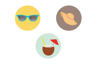 Beach Icon Coconut Vector Bundle