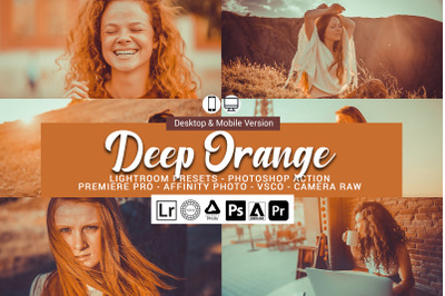 20 Deep Orange Presets,Photoshop actions,LUTS,VSCO