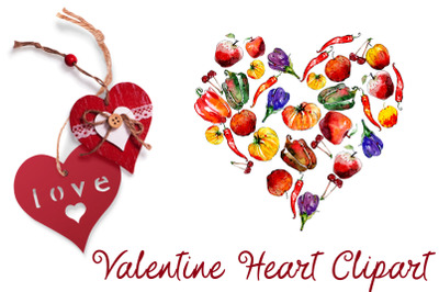 Valentine vegetables heart. Love clipart.