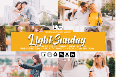 20 Light Sunday Presets,Photoshop actions,LUTS,VSCO