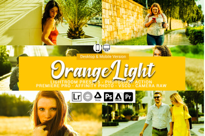 20 Orange Light Presets,Photoshop actions,LUTS,VSCO