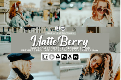 20 Matte Berry Presets,Photoshop actions,LUTS,VSCO