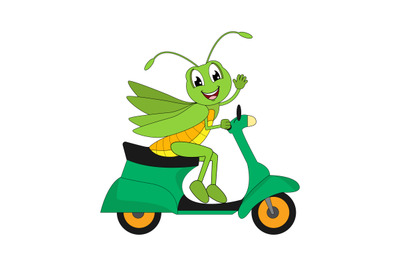 cute grasshopper ride motorcycle