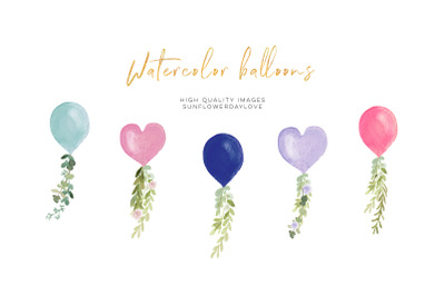 Heart Balloon Watercolor clipart&2C; Balloon Valetine Party