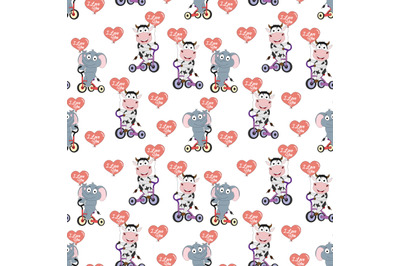 cute cow and elephant pattern