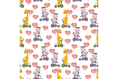 cute cow and giraffe pattern design