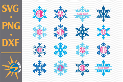 Snowflake Monogram SVG&2C; PNG&2C; DXF Digital Files Include