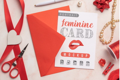 Feminine Card and Envelope Mockup