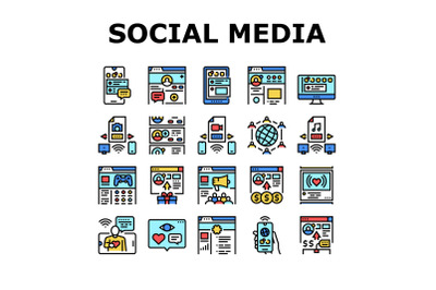 Internet Social Media Collection Icons Set Vector