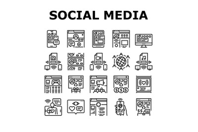 Internet Social Media Collection Icons Set Vector