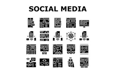 Internet Social Media Collection Icons Set Vector