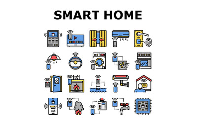 Smart Home Equipment Collection Icons Set Vector