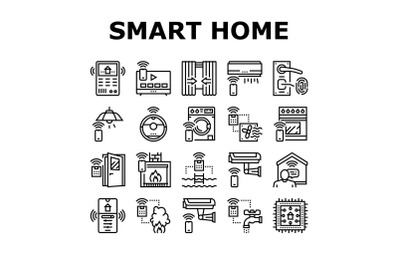 Smart Home Equipment Collection Icons Set Vector