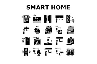 Smart Home Equipment Collection Icons Set Vector