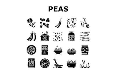 Peas Beans Vegetable Collection Icons Set Vector