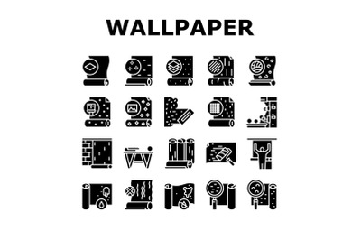 Wallpaper Interior Collection Icons Set Vector