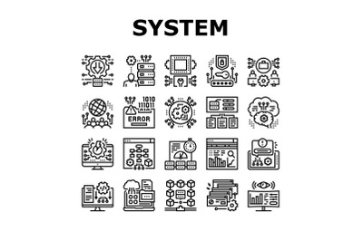 System Work Process Collection Icons Set Vector