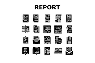 Reports Documentation Collection Icons Set Vector