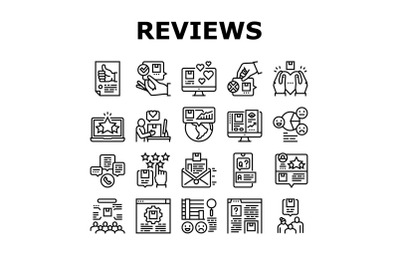 Reviews Of Customer Collection Icons Set Vector