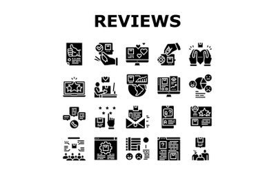 Reviews Of Customer Collection Icons Set Vector