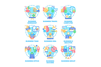 Business Occupation Set Vector Color Illustrations