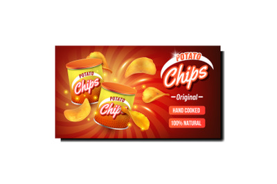 Potato Chips Creative Promotional Banner Vector