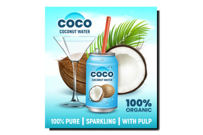 Coconut Water Creative Promotional Banner Vector