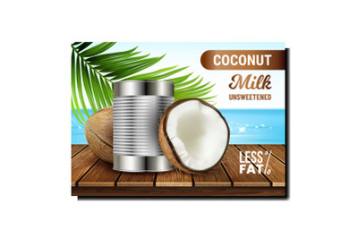 Coconut Milk Creative Promotional Banner Vector